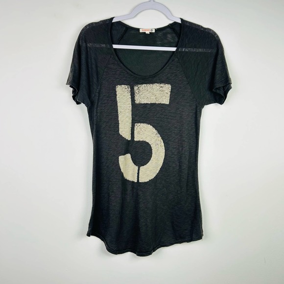 Sundry black/ dark gray  Number 5 T-Shirt Graphic Tee Size 2 - Picture 1 of 6